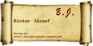 Binter József névjegykártya