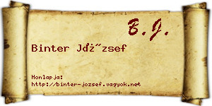 Binter József névjegykártya